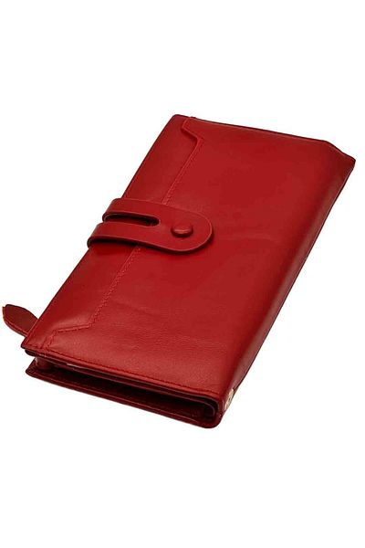 OEM Slim Women's Wallet Made of Genuine Leather, Chic Elegance Collection, Red, 20 x 10 x 3 cm