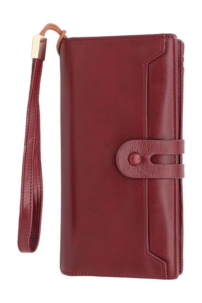 OEM Women's genuine leather wallet Hassion A12, wine red