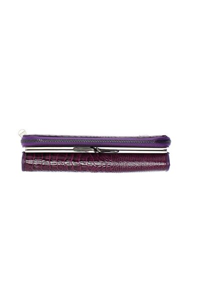 OEM Women's wallet, made of genuine leather, 3D alligator pattern, 18.5 x 9 x 3.5 cm, Purple - PR585