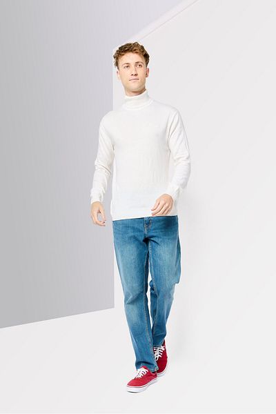 Harmont & Blaine Men Turtle Neck Embroidered Logo Sweater, Off White