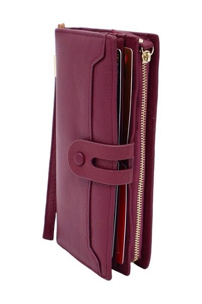 OEM Women's genuine leather wallet Hassion A12, garnet
