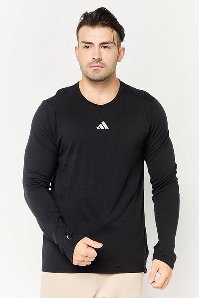 adidas Men Slim Fit Long Sleeve Outdoor T-shirt, Black