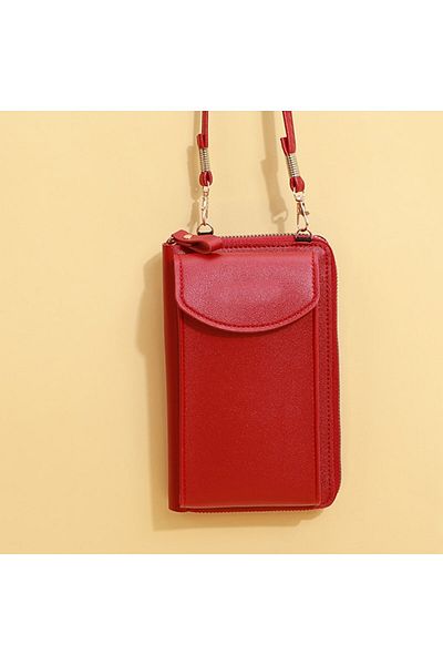 OEM Forever Mineyo Crossbody Bag, 2 pockets, adjustable straps, eco leather, red