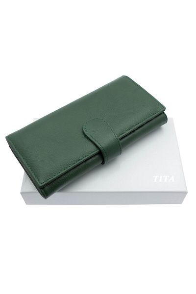 OEM Women's wallet, Tita, made of genuine leather, 19 x 10 x 3 cm, Green - PR385