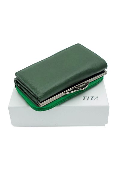 OEM Women's wallet, Green, made of genuine leather, TITA, 14 x 8 x 4 cm - PR349