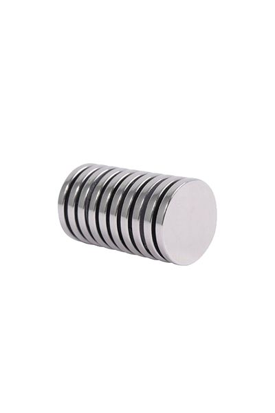 OEM Set de 10 magneți, neodim, 8 x 2 mm, argintii