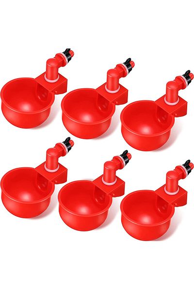OEM Set Of 6 Chicken Waterers, Plastic, Red