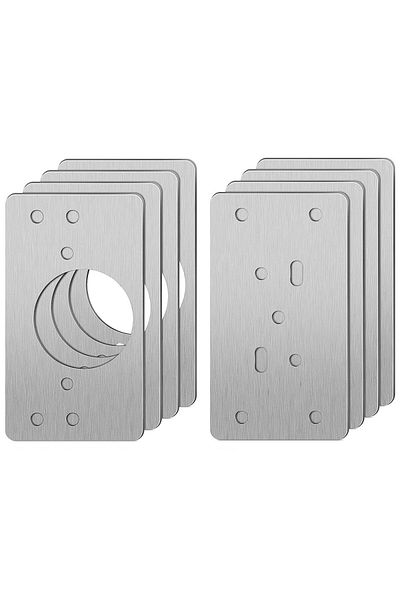OEM Set de 8 plăci de reparare a balamalelor/48 de șuruburi, oțel inoxidabil, 9x5 cm, argintiu