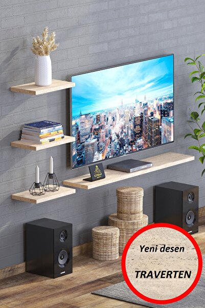 Cosargroup 4lü Iskandinav Tarzı Bohem Uçan Duvar Rafı Tv Rafı Salon Dekorasyonu 4'lü Beyaz