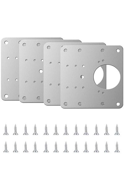 OEM Set de 4 elemente de reparare a balamalelor, Oțel inoxidabil, 90x90mm, Cu șuruburi, Argintiu