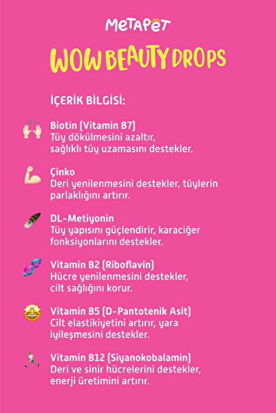 Metapet Tüy Döken Köpeklere - Biotin Sağlığı Damlası, Dökülmesi Engelleyici Önleyici, Dökmeme Için Vitamini