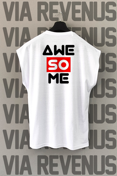 Vordevia Awesome Back Printed μηδενικό μανίκι αθλητικό μπλουζάκι με λαιμόκοψη