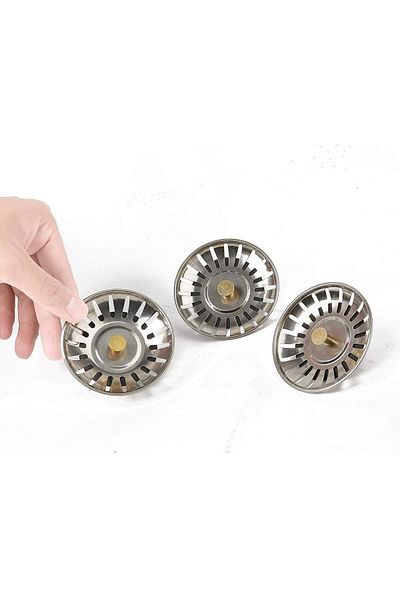OEM Set de 3 sitări pentru chiuvetă, oțel inoxidabil, 80 mm, argintiu