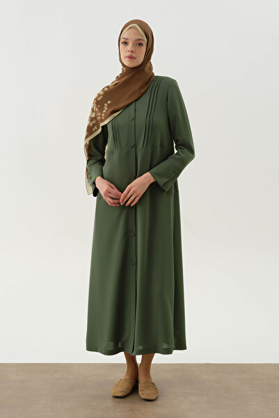 Tuğba Kesik Detaylı Ferace - Haki