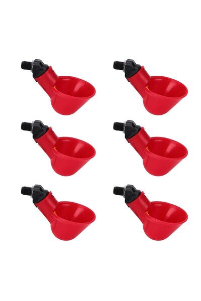 OEM Σετ 6 ποτίστρες για πουλιά, πλαστικό, 8 cm, κόκκινο