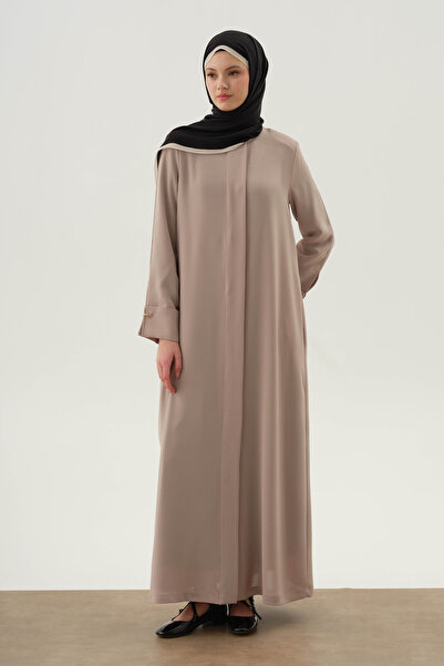 Tuğba Duble Manşet Detaylı Ferace - Taş