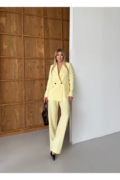 HOEK Women Yellow Blazer Jacket Pants Suit