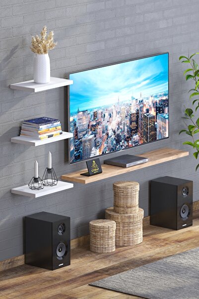 Cosargroup 4lü İskandinav Tarzı Bohem Uçan Duvar Rafı Tv Rafı Salon Dekorasyo...