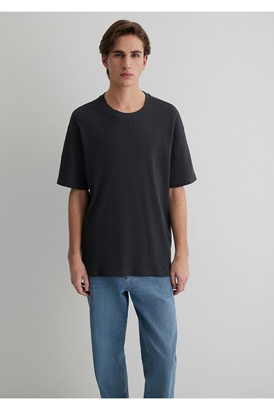 Mavi Basic Self-Textured Loose Fit T-Shirt