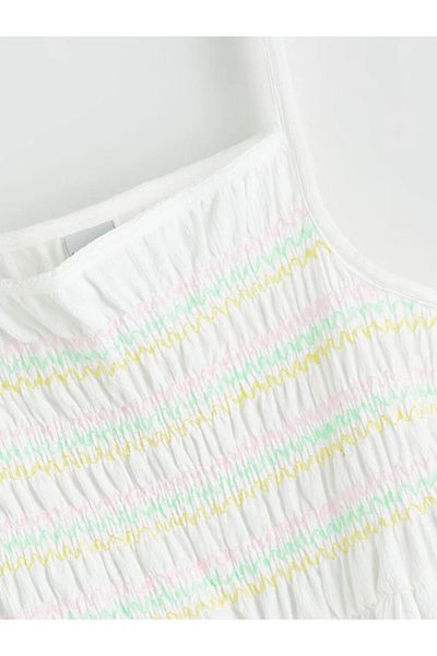 LC Waikiki LCW Kids Rochie pentru fetiță cu guler pătrat alb