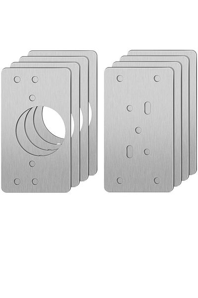 OEM Set de 8 plăci de reparare a balamalelor/48 de șuruburi, oțel inoxidabil, 9x5 cm, argintiu