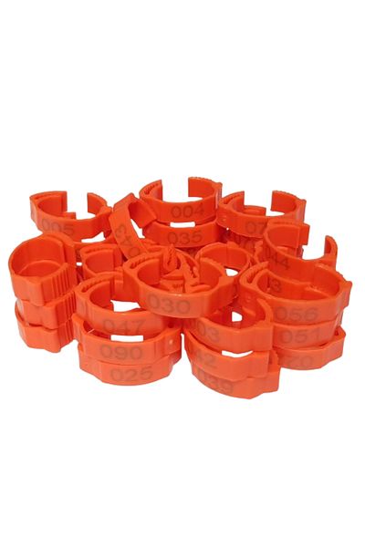 OEM Set de 100 de inele de plastic 22 mm, dimensiuni mari, reglabile și numerotate pentru păsări, găini, curcani,