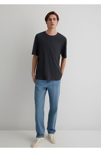 Mavi Basic Self-Textured Loose Fit T-Shirt
