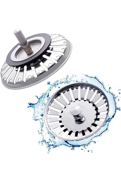 OEM Set de 3 sitări pentru scurgerea chiuvetei, 80 mm, oțel inoxidabil, argintiu