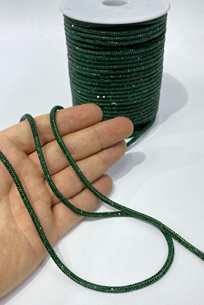 Hayalperest boncuk Zümrüt Yeşili Full Sık Taşlı Boru Şerit Kordon