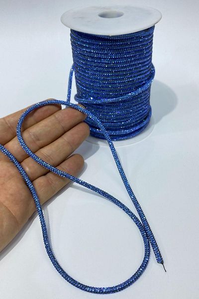 Hayalperest boncuk Baby Blue Full Tight Stone Pipe Ribbon Cord