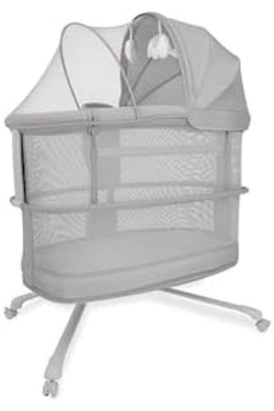 Mustela Dream Starlight Baby Bedside Crib Bassinet, Dark Gray, Birth + Up to 12 Months