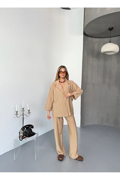 modabetce Strawberry Fabric Blazer Jacket Pants Suit