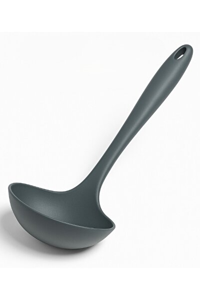 BRE HOME 29cm Hard Tip Black Silicone Ladle, Soup Food Ladle, Fireproof Non-Stick Non-Marking