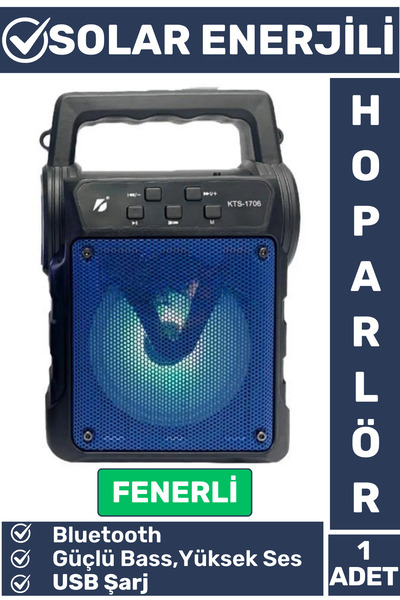 Wintoup Premium Kompakt Yüksek Ses Güçlü Bass Fenerli Kamp Piknik USB/Solar E...