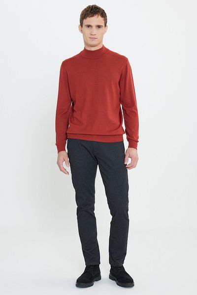 ALTINYILDIZ CLASSICS Men's Brick Wool Warm Standard Fit Regular Cut Half Turtleneck Knitwear Sweater
