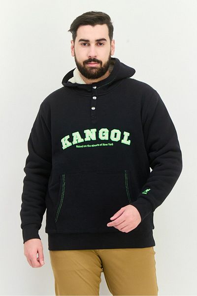 Kangol Men Embroidered Logo Long Sleeve Hoodie Black