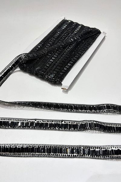 Hayalperest boncuk Black Pipe Beaded Iron-On Stripe Stone