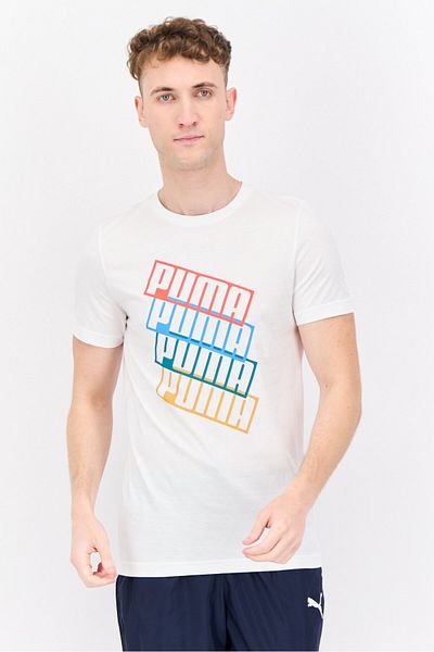 Puma Men Slim Fit Short Sleeves Outdoor T-shirt, White