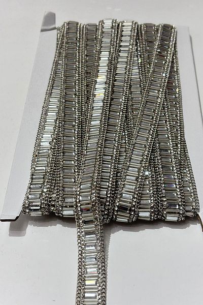 Hayalperest boncuk Silver Pipe Beaded Iron-On Stripe Stone