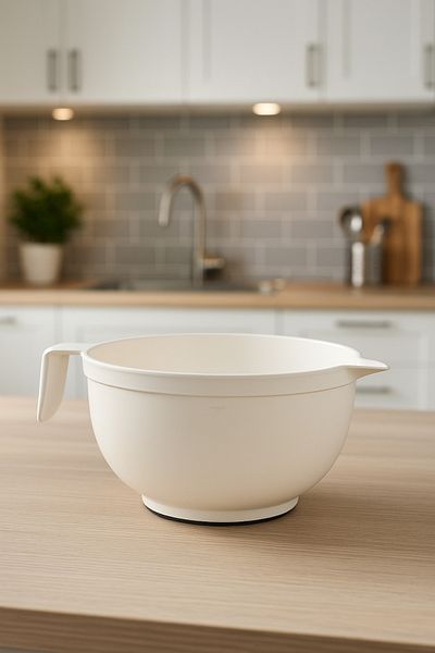 Melkan Home Mixer Bowl, Whisk Bowl, Mixer Mixing Bowl with Handle 3 Liter White Mixer Bowl