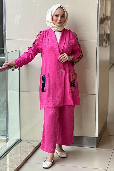 Ghisa Leopard Pattern Sleeve Stripe Detailed Suit - 25Ygstkm3068