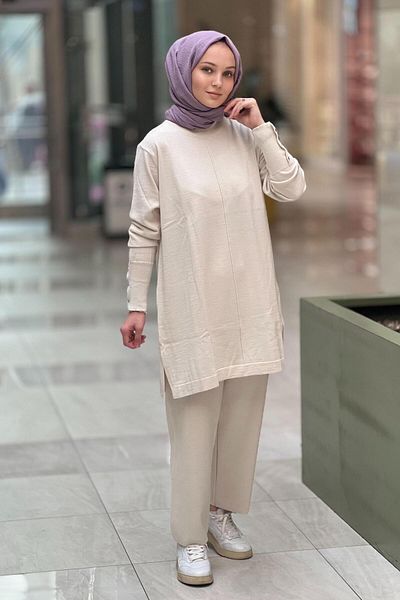 Ghisa طقم تريكو مع بنطلون مضلع