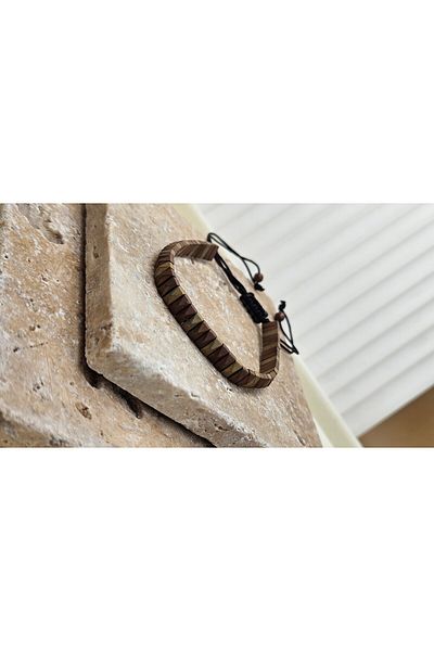 AURA Men's Macrame Braid Adjusted Bracelet Hematite Stone