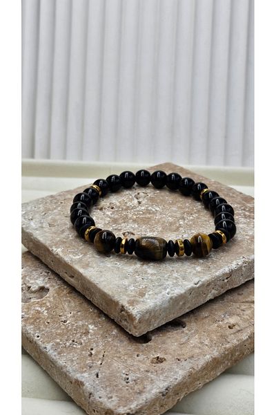 AURA Tiger Eye&Onix Special Design Men's Bracelet