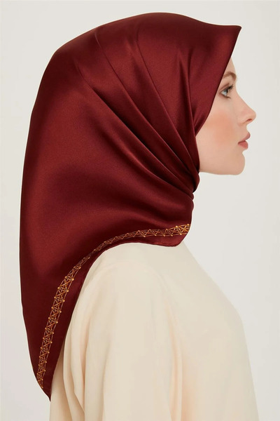 Armine DJ SAF İPEK EŞARP 9260D (S) ( SURA) 90 x 90 Bordo 81