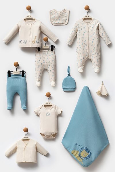 Moi Noi Baby Set Newborn Hospital Release Set Set of 10 Boxed 100% Organic Cotton