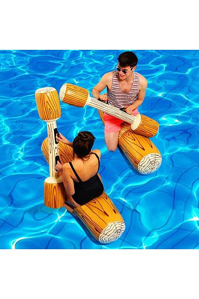 Boldy Inflatable Balance Game for 2 - Inflatable Balance Bar - Pool Duel Game - Inflatable Battle Game Sticks