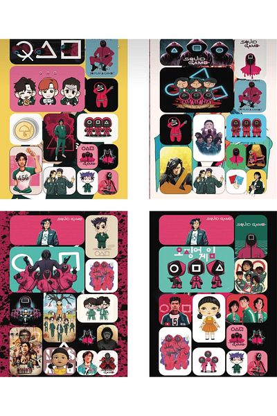 Saten Squid Game Sticker Notebook 16 Pages 208 Stickers