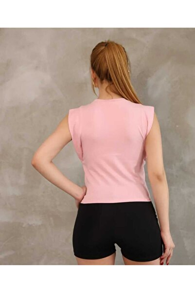 Bubble Women's Cotton Crew Neck Sleeveless Padded Look Basic T-Shirt