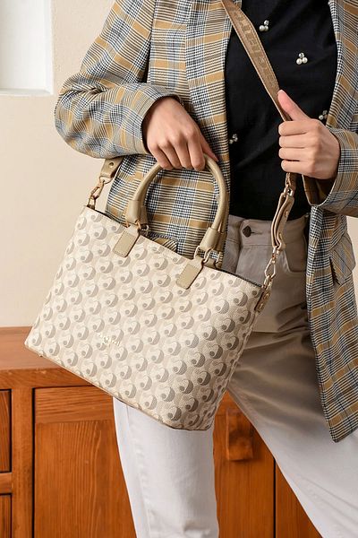Cacharel Paris Women's 3 Compartment Long Strap Hand and Shoulder Bag Monogram
